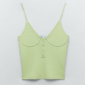 ZARA crop knit tank lime green